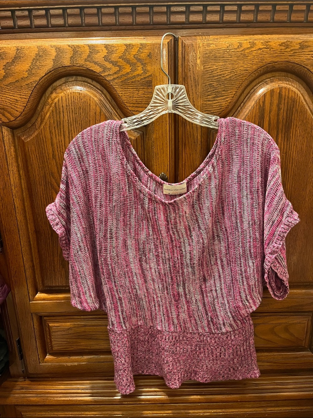 Bobbie Brooks Pink Heathered Short Sleeve Knit Top